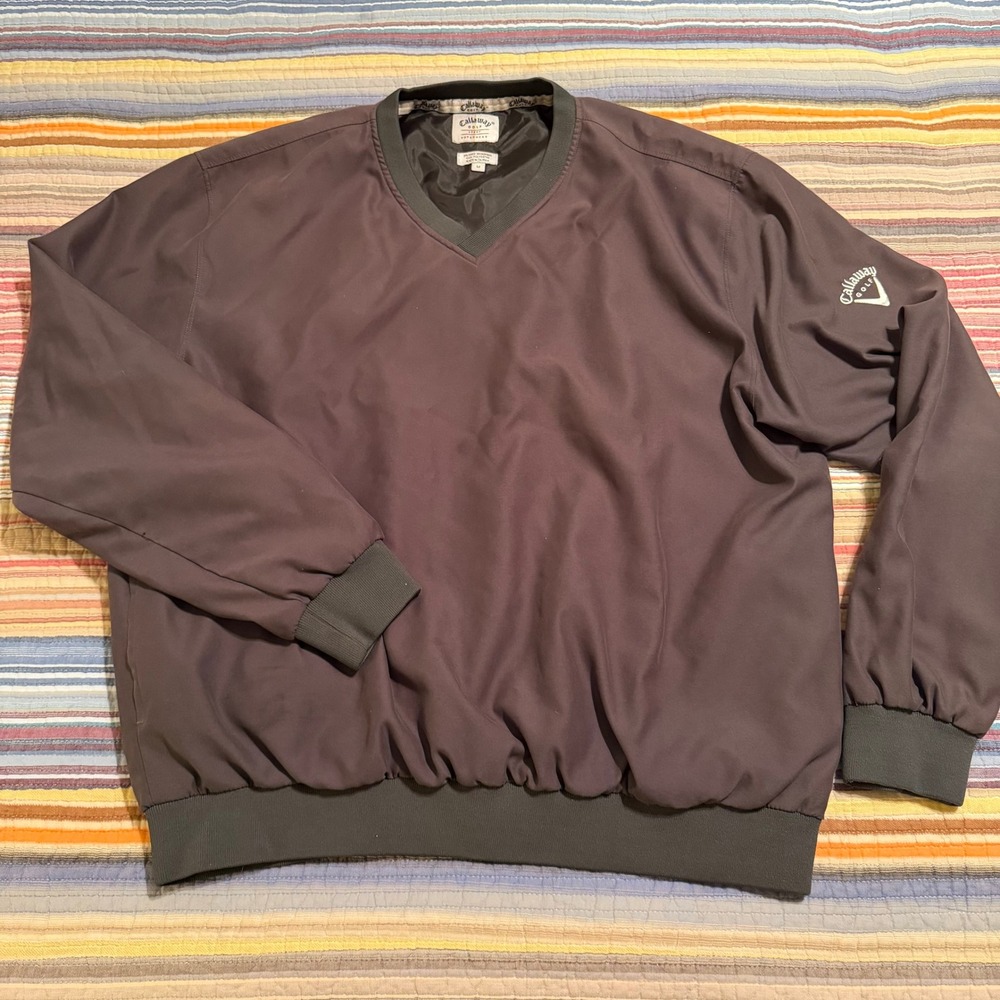 Callaway Golf‎ Sport Mens V-Neck Windbreaker Pullover Brown Microfiber Size M